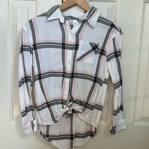 Justice flannel with long back and knot in front
